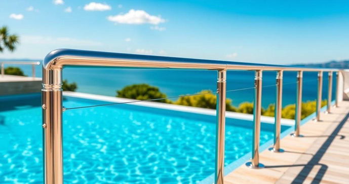 Corrimão em aço inox para piscina: segurança e estilo à beira da água