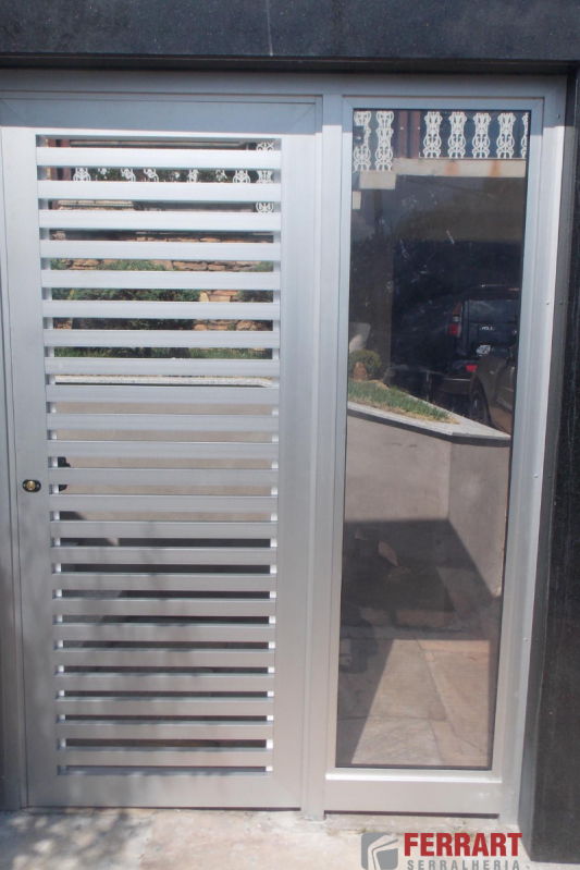 Portão de Alumínio com Vidro Capim Branco - Portão de Alumínio para Garagem