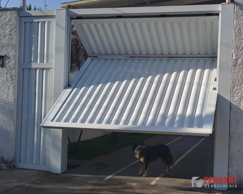Portão para Garagem de Alumínio Funilândia - Portão de Alumínio Branco Pequeno
